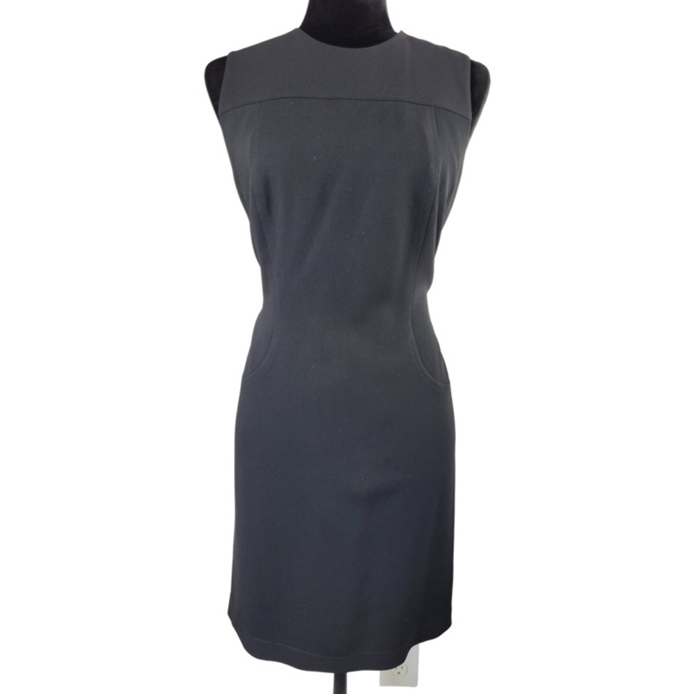 ✅ Ann Taylor Black Classic midi sheath dress sleeveless size 8 Petite